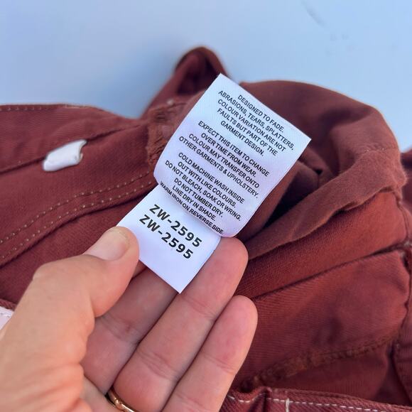 New Free People x ZGY Hi & Loose Denim Jeans Wide Leg Rust Size 29 Baggy Pants - Picture 12 of 12